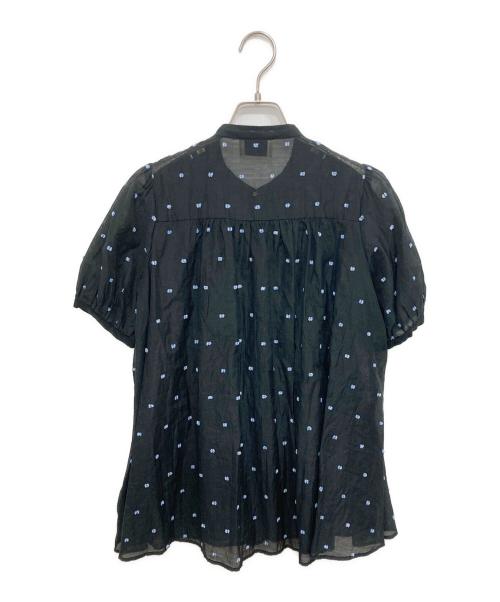 UNITED ARROWS（ユナイテッドアローズ）UNITED ARROWS (ユナイテッドアローズ) 2トーン ドットジャガード ブラウス ブラック サイズ:FREEの古着・服飾アイテム