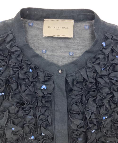 UNITED ARROWS（ユナイテッドアローズ）UNITED ARROWS (ユナイテッドアローズ) 2トーン ドットジャガード ブラウス ブラック サイズ:FREEの古着・服飾アイテム