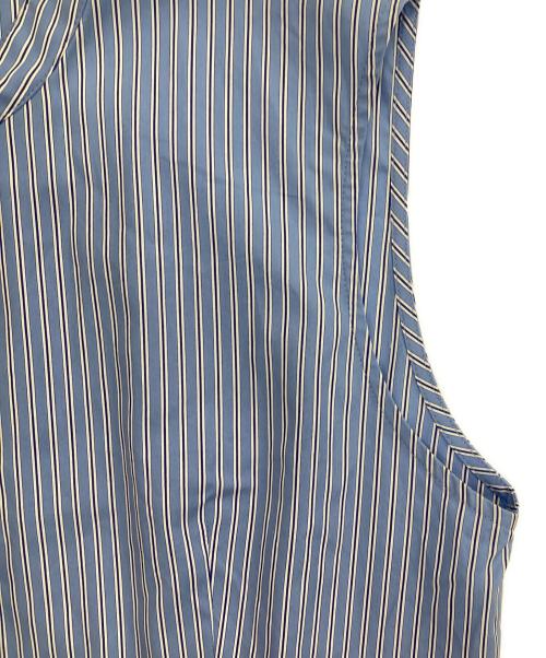 UNITED ARROWS（ユナイテッドアローズ）UNITED ARROWS (ユナイテッドアローズ) ペプラム ストライプ ノースリーブブラウス ブルー サイズ:FREEの古着・服飾アイテム