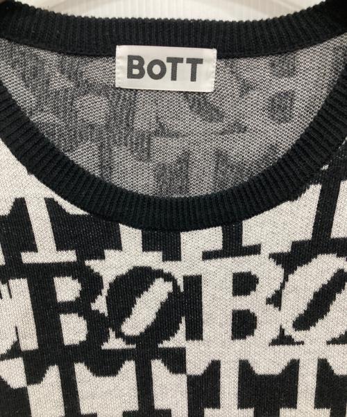 BoTT（ボット）BoTT (ボット) クルーネKK8総柄ニット ブラック サイズ:Lの古着・服飾アイテム