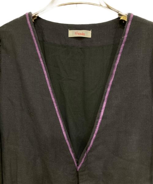 freada（フリーダ）Freada (フリーダ) インドスカラップ刺繍サロペット グレー サイズ:FREEの古着・服飾アイテム