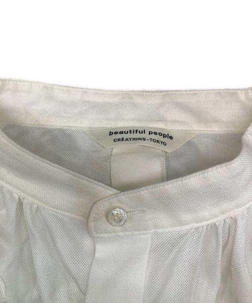 beautiful people（ビューティフルピープル）beautiful people (ビューティフルピープル) double-end leno cloth tuxedo blouse ホワイト サイズ:36の古着・服飾アイテム