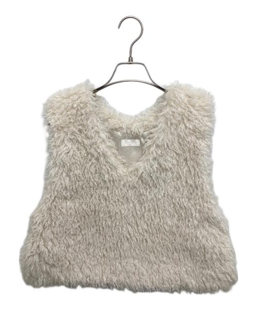 BALLSEY（ボールジィ）BALLSEY (ボールジィ) プードルファー Vネックベスト ベージュ サイズ:36の古着・服飾アイテム