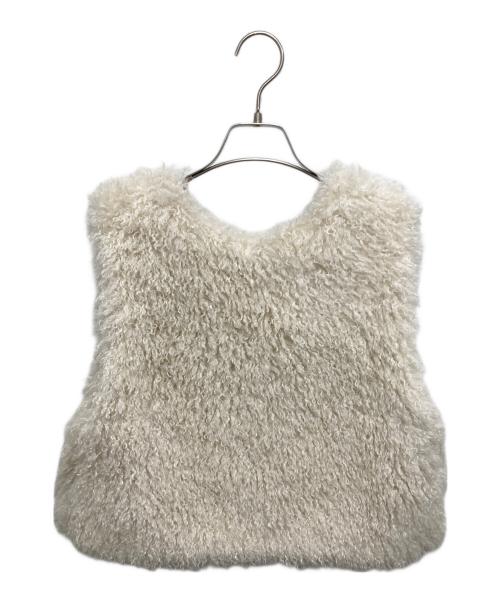 BALLSEY（ボールジィ）BALLSEY (ボールジィ) プードルファー Vネックベスト ベージュ サイズ:36の古着・服飾アイテム