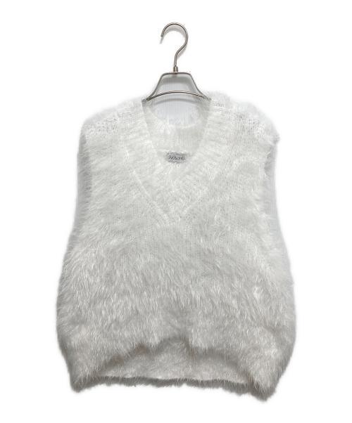 Gypsohila（ジプソフィア）Gypsohila (ジプソフィア) フェザーニットベスト ホワイト サイズ:FREEの古着・服飾アイテム