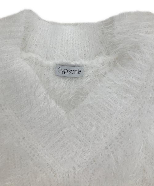 Gypsohila（ジプソフィア）Gypsohila (ジプソフィア) フェザーニットベスト ホワイト サイズ:FREEの古着・服飾アイテム