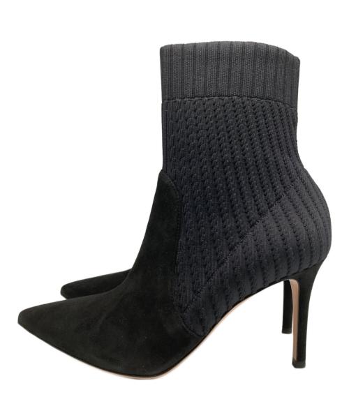 Gianvito Rossi（ジャンヴィト ロッシ）Gianvito Rossi (ジャンヴィト ロッシ) KATIE85/ニットショートブーツ ブラック サイズ:SIZE37の古着・服飾アイテム