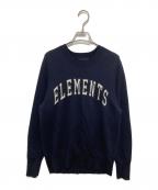 AP STUDIOエーピーストゥディオ）の古着「ELEMNTSロゴクルーネックニット」｜ネイビー