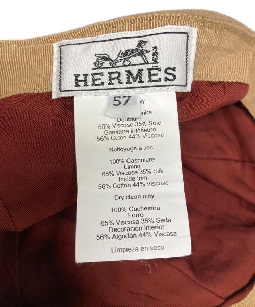 HERMES（エルメス）HERMES (エルメス) セレナ・リフトキャップ/カシミヤロゴキャップ ベージュ サイズ:57の古着・服飾アイテム