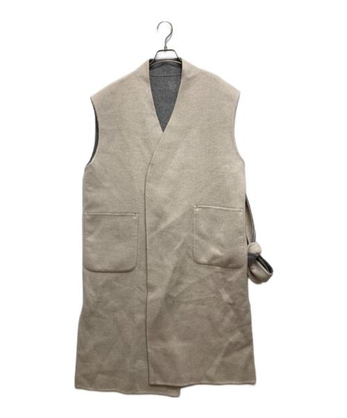 Risley（リズレー）RISLEY (リズレー) リバーシブルウールロングジレ ホワイト×グレー サイズ:FREEの古着・服飾アイテム