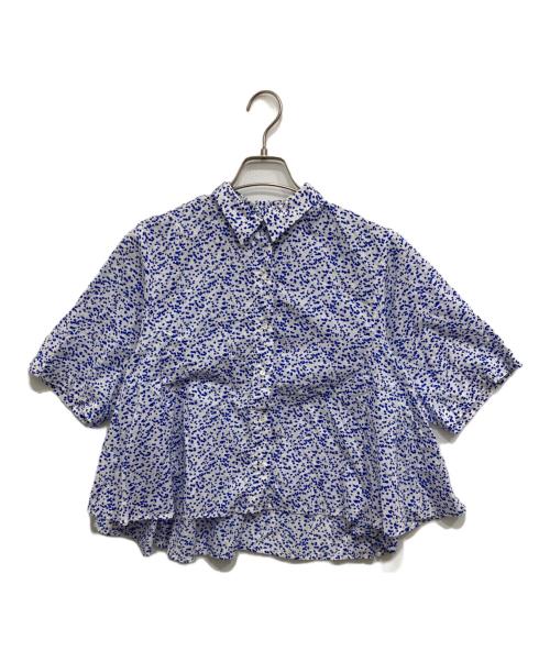 mizuiro-ind（ミズイロインド）mizuiro-ind (ミズイロインド) print flare short shirts ホワイト×ブルー サイズ:表記なしの古着・服飾アイテム