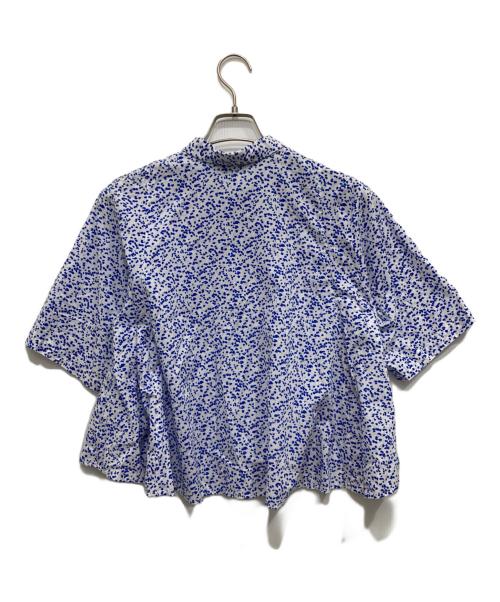 mizuiro-ind（ミズイロインド）mizuiro-ind (ミズイロインド) print flare short shirts ホワイト×ブルー サイズ:表記なしの古着・服飾アイテム