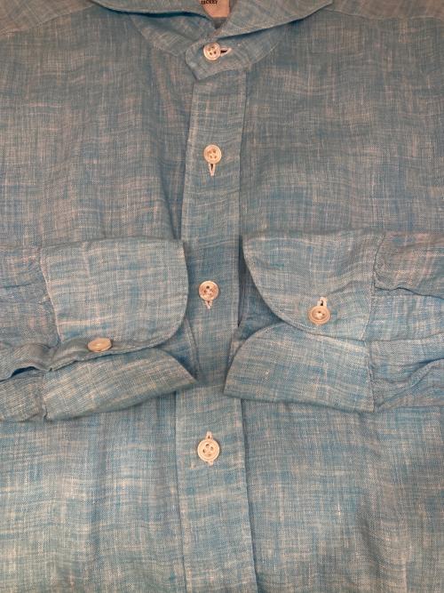 RING JACKET（リングジャケット）RING JACKET (リングジャケット) e'lentoリネンシャツ スカイブルー サイズ:FREEの古着・服飾アイテム