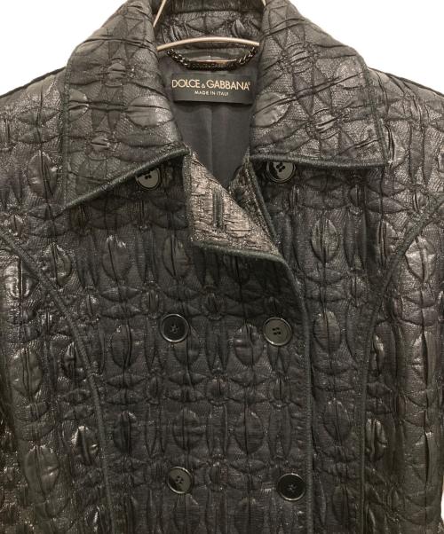 DOLCE & GABBANA（ドルチェ＆ガッバーナ）DOLCE & GABBANA (ドルチェ＆ガッバーナ) エンボスジャガードコート ブラック サイズ:36の古着・服飾アイテム