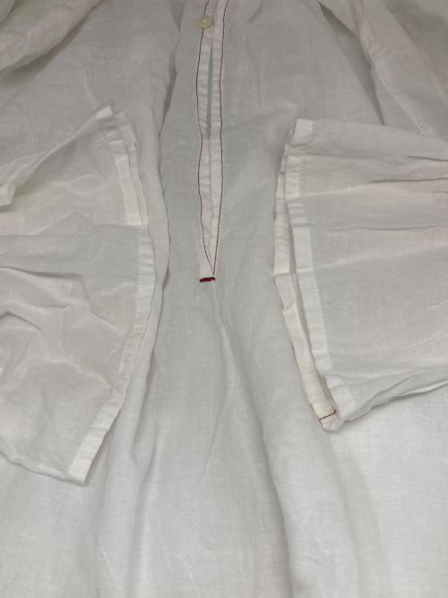 BEARDSLEY（ビアズリー）BEARDSLEY (ビアズリー) 配色ステッチカディシャツ ホワイト サイズ:FREEの古着・服飾アイテム