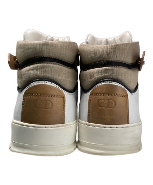 DIOR HOMME（ディオール オム）Dior Homme (ディオール オム) HT CALFSKIN / CANVAS ハイカットスニーカー ホワイト×ベージュ サイズ:26.5cmの古着・服飾アイテム