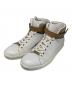 Dior Homme（ディオール オム）の古着「HT CALFSKIN / CANVAS ハイカットスニーカー」｜ホワイト×ベージュ