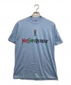 Yves Saint Laurentイヴサンローラン）の古着「90’sロゴプリントTシャツ」｜スカイブルー