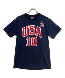 Champion（チャンピオン）の古着「プリントTシャツ」｜ネイビー