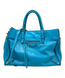 BALENCIAGA（バレンシアガ）の古着「ペーパーミニ2WAYバッグ」｜ターコイズブルー