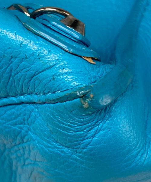 BALENCIAGA（バレンシアガ）BALENCIAGA (バレンシアガ) ペーパーミニ2WAYバッグ ターコイズブルーの古着・服飾アイテム