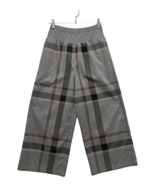 BEARDSLEY（ビアズリー）BEARDSLEY (ビアズリー) チェックウエストリブパンツ グレー サイズ:SIZE1の古着・服飾アイテム