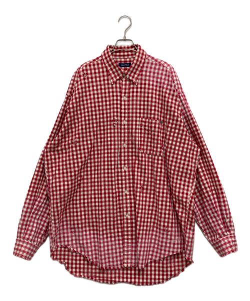 NAUTICA（ノーティカ）NAUTICA (ノーティカ) ダメージ加工チェックシャツ レッド サイズ:Lの古着・服飾アイテム