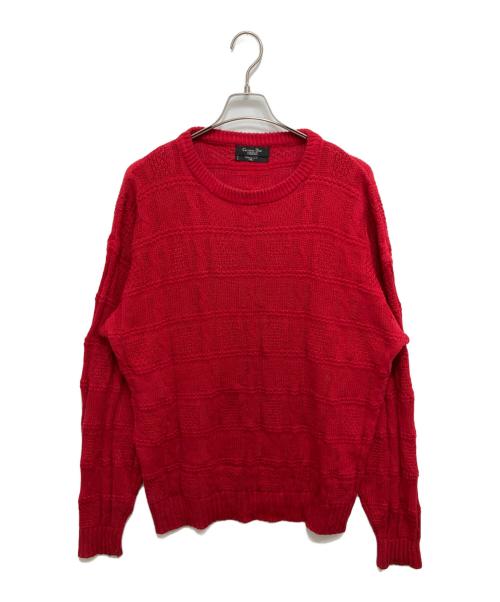 Christian Dior MONSIEUR（クリスチャンディオールムッシュ）Christian Dior MONSIEUR (クリスチャンディオールムッシュ) 90’sクルーネックコットンニット レッド サイズ:XLの古着・服飾アイテム