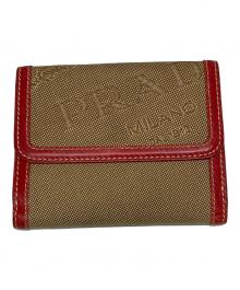 PRADA（プラダ）の古着「ジャガード2つ折り財布」｜ブラウン