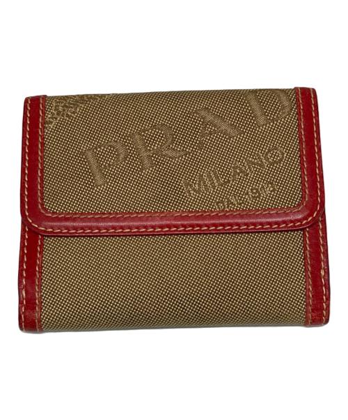 PRADA（プラダ）PRADA (プラダ) ジャガード2つ折り財布 ブラウンの古着・服飾アイテム