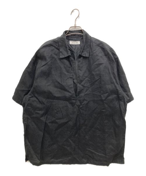 MONKEY TIME（モンキータイム）MONKEY TIME (モンキータイム) ラミーディープVネックショートスリーブシャツ ブラック サイズ:XLの古着・服飾アイテム