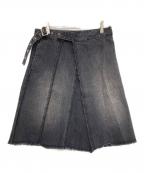 GRANCYグランシー）の古着「Fringedesign Denim Skirt」｜ブラック