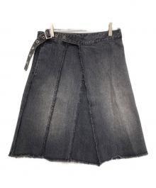 GRANCY（グランシー）の古着「Fringedesign Denim Skirt」｜ブラック