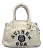 AVIREXアヴィレックス）の古着「VARSITY LEATHER MINI－BOSTON BAG/2WAYミニボストンバッグ」｜ホワイト