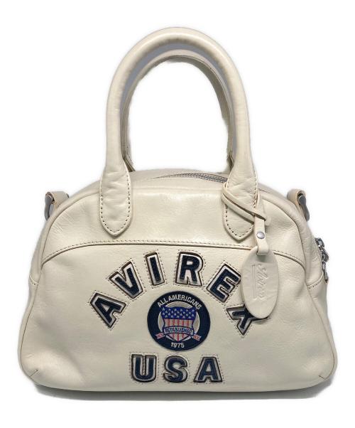 AVIREX（アヴィレックス）AVIREX (アヴィレックス) VARSITY LEATHER MINI－BOSTON BAG/2WAYミニボストンバッグ ホワイトの古着・服飾アイテム