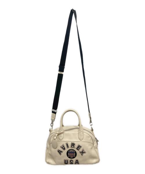 AVIREX（アヴィレックス）AVIREX (アヴィレックス) VARSITY LEATHER MINI－BOSTON BAG/2WAYミニボストンバッグ ホワイトの古着・服飾アイテム