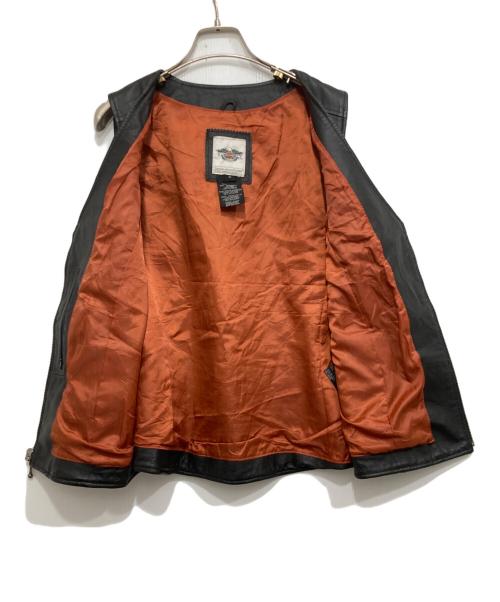 HARLEY-DAVIDSON（ハーレーダビッドソン）HARLEY-DAVIDSON (ハーレーダビッドソン) バックロゴピッグレザーベスト ブラック サイズ:1Wの古着・服飾アイテム
