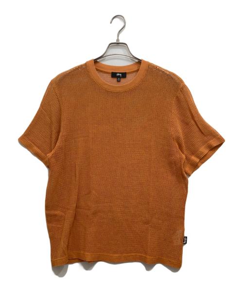 stussy（ステューシー）stussy (ステューシー) COTTON MESH SS CREW オレンジ サイズ:Mの古着・服飾アイテム