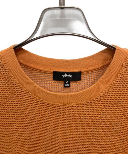 stussy（ステューシー）stussy (ステューシー) COTTON MESH SS CREW オレンジ サイズ:Mの古着・服飾アイテム
