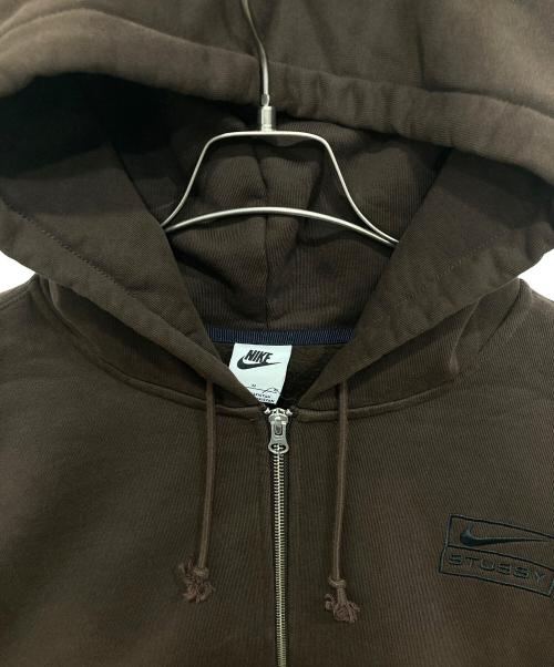 NIKE（ナイキ）NIKE (ナイキ) stussy (ステューシー) STONE WASHED FLEECE ZIP HOODIE ブラウン サイズ:Mの古着・服飾アイテム
