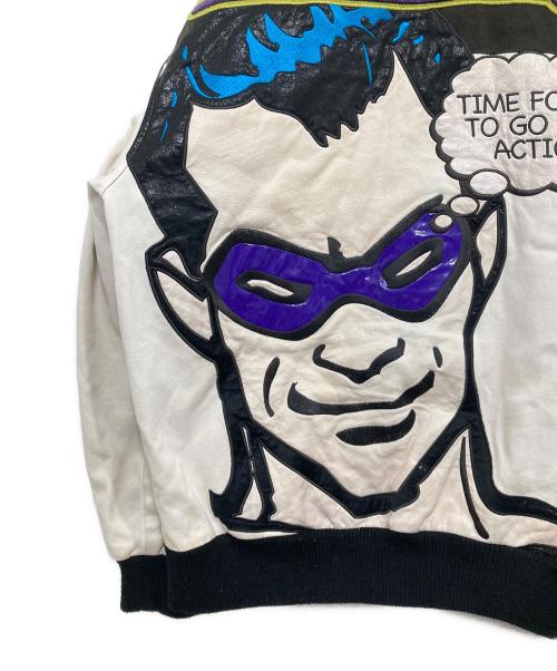 DC COMICS（ディーシーコミックス）DC COMICS (ディーシーコミックス) 00s Riddler レーシングジャケット ホワイト×ブラック サイズ:XLの古着・服飾アイテム