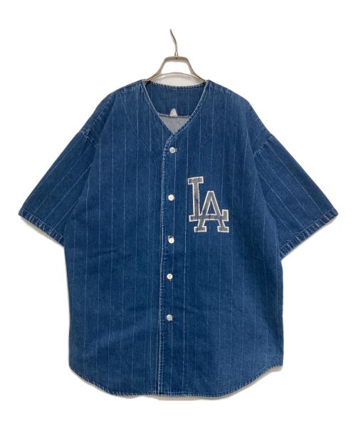 USED（USED）USED (USED) 90’sデニムベースボールシャツ インディゴ サイズ:XLの古着・服飾アイテム