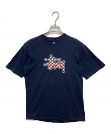 stussy（ステューシー）の古着「チェック柄ロゴTシャツ」｜ネイビー