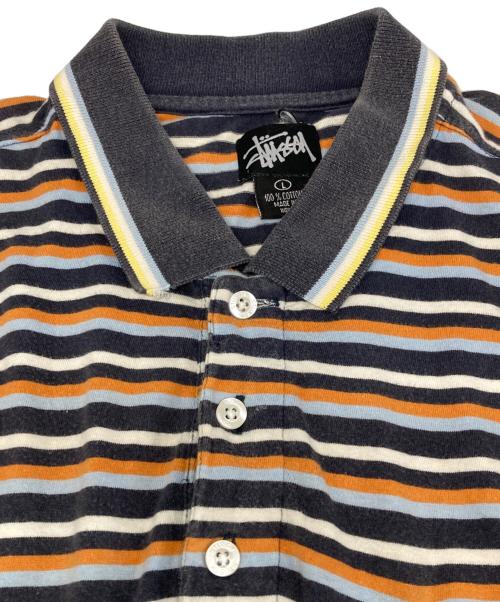 stussy（ステューシー）stussy (ステューシー) 90’sボーダーポロシャツ ブラウン サイズ:Lの古着・服飾アイテム