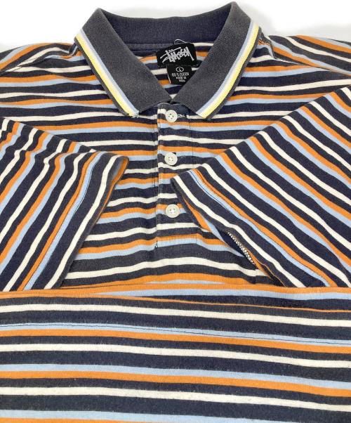 stussy（ステューシー）stussy (ステューシー) 90’sボーダーポロシャツ ブラウン サイズ:Lの古着・服飾アイテム