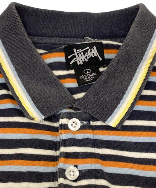 stussy（ステューシー）stussy (ステューシー) 90’sボーダーポロシャツ ブラウン サイズ:Lの古着・服飾アイテム