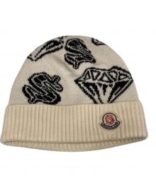 MONCLER×BILLIONAIRE BOYS CLUB（モンクレール×ビリオネアボーイズクラブ）の古着「BERRETTO TRICOT ジャガードニット帽」｜ホワイト