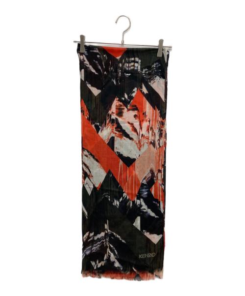 KENZO（ケンゾー）KENZO (ケンゾー) 大判ストール レッド×ブラックの古着・服飾アイテム
