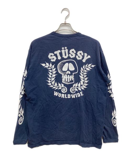 stussy（ステューシー）stussy (ステューシー) スカルプリントTシャツ ネイビー サイズ:XLの古着・服飾アイテム
