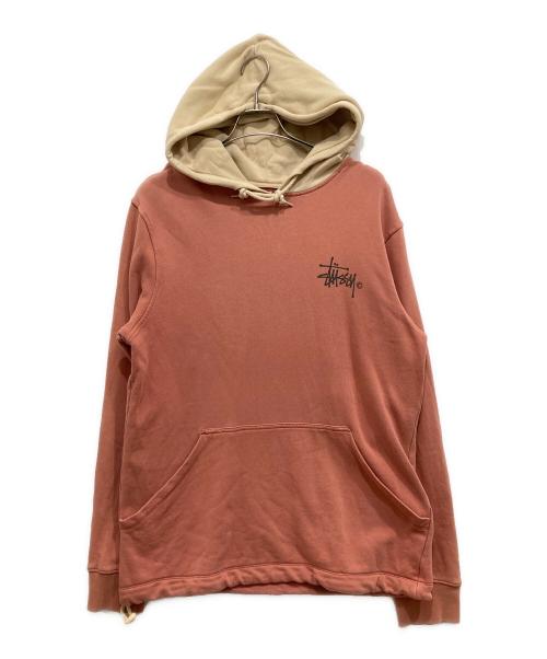 stussy（ステューシー）stussy (ステューシー) Two Tone Hoodie/バイカラープルオーバーパーカー ピンク サイズ:Mの古着・服飾アイテム